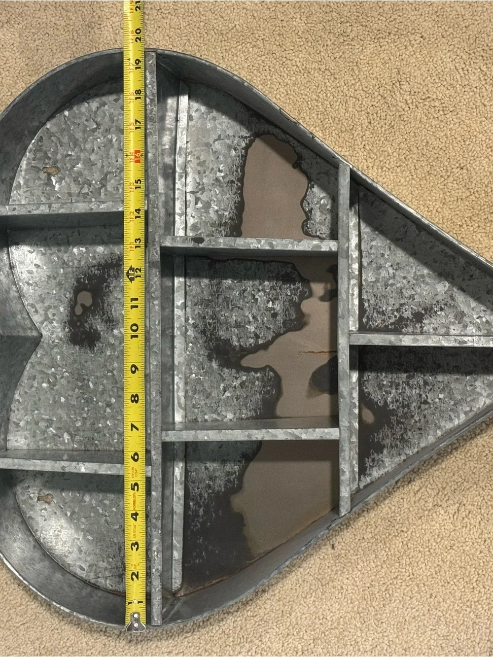 Set of 2 Galvanized Metal Heart Shaped Wall Organizer